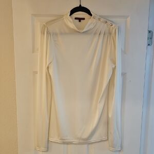 Elegant L Cream Long Sleeve Women's Top